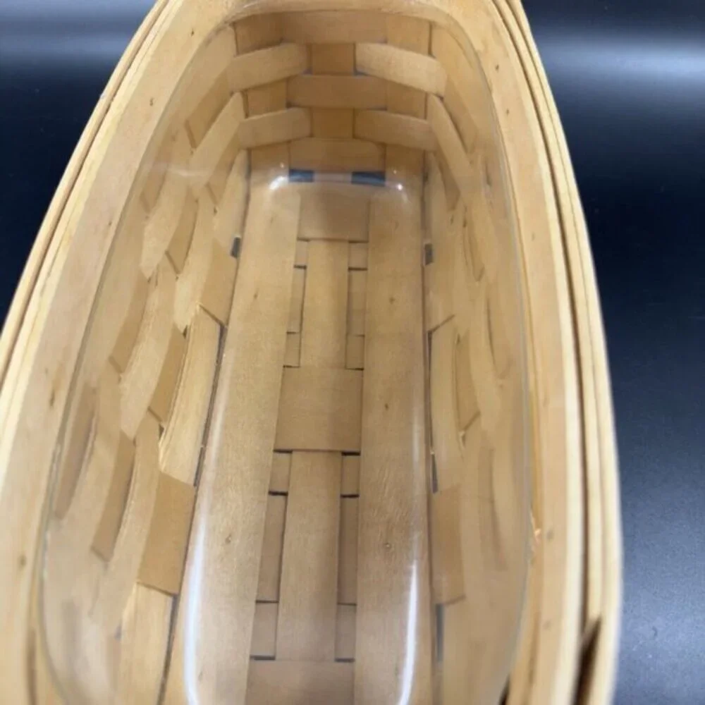 Vintage 1997 ROYCE CRAFT WOOD Bread‎ BASKET Rectangular Shape Plastic Liner VTG